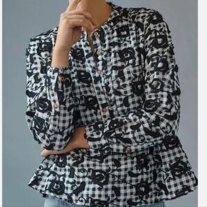 Pilcro Black And White Checkered Blouse Size XS